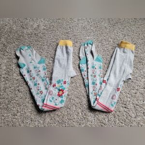 Matilda Jane Gray Floral Kids Tights Size 8-10 Lot Of 2